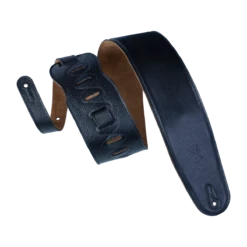 Levy's Heritage Crafted Series 3 1/2" Wide Garment Leather Bass Strap, Black - Levy's