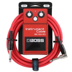 Boss Straight To Right-Angle 1/4" Instrument 10', Red - Boss
