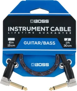 Boss 1ft / 30cm Instrument Cable, Angled/Angled 1/4" Jack - Boss