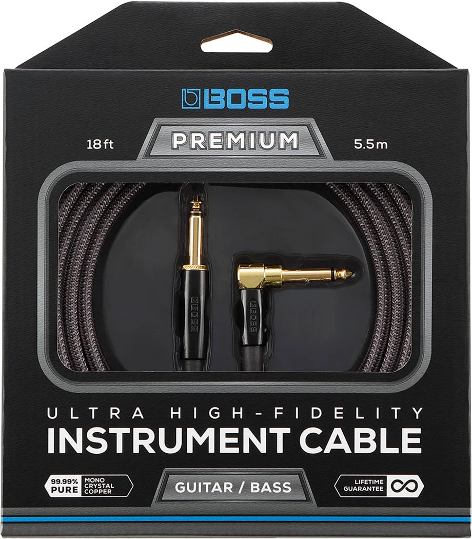 Boss BIC-P10A Premium 10ft / 3m Instrument Cable, Straight/Angled 1/4 - Boss 2 Boss BIC-P10A Premium 10ft / 3m Instrument Cable, Straight/Angled 1/4 - Boss - Image 2