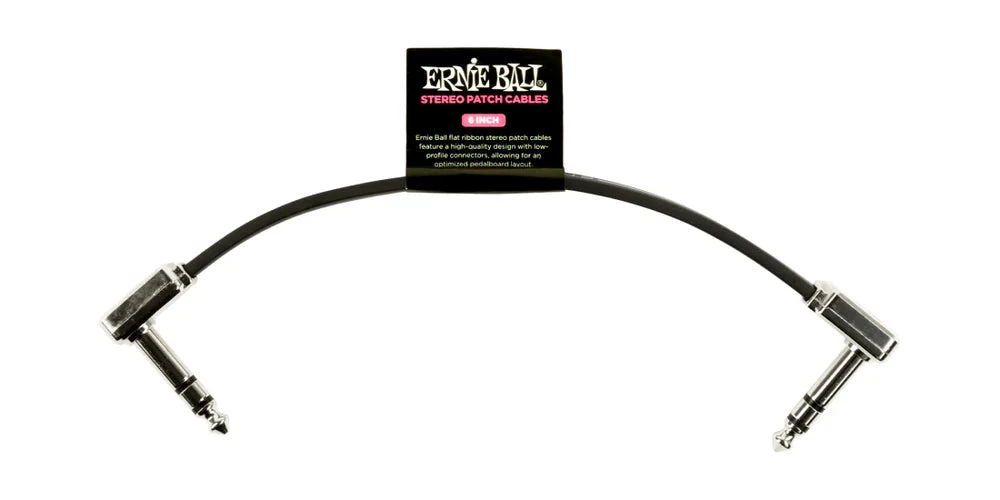 Ernie Ball 6'' TRS Flat Ribbon Patch Cable Single - Black - Ernie Ball 1 Ernie Ball 6'' TRS Flat Ribbon Patch Cable Single - Black - Ernie Ball