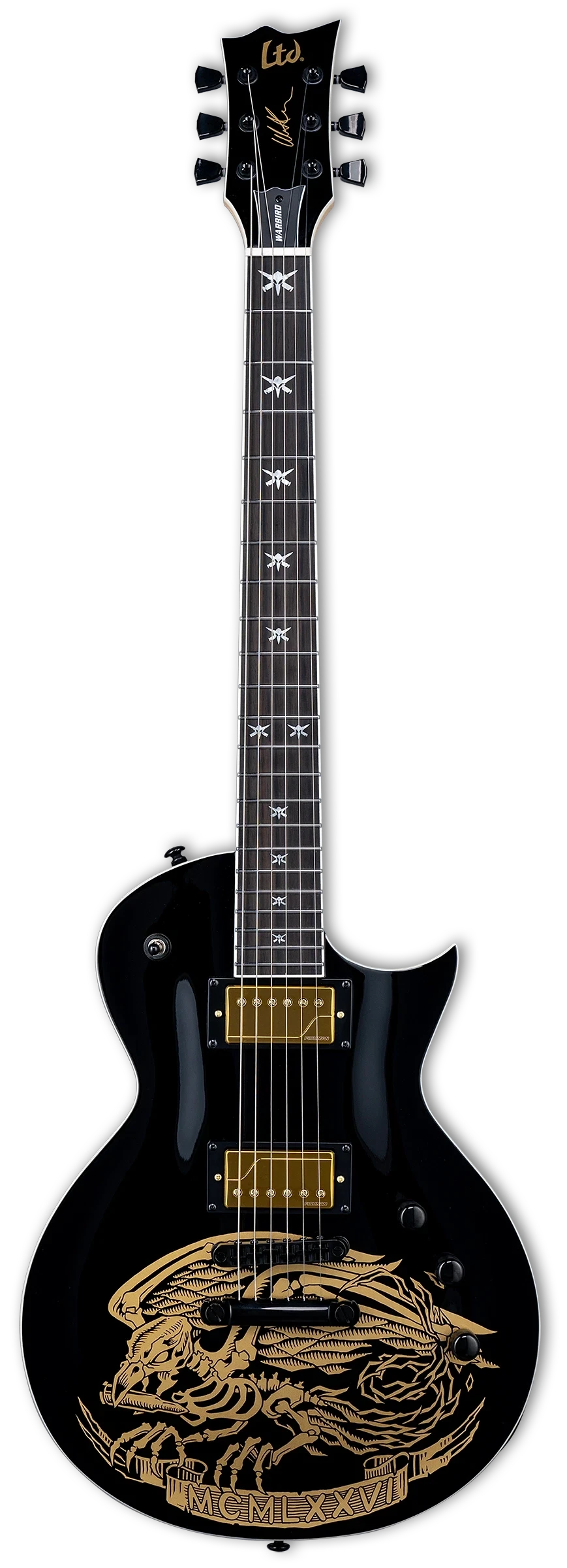 ESP LTD Will Adler Warbird Signature Electric Guitar, Black Gold - LTD 1 ESP LTD Will Adler Warbird Signature Electric Guitar, Black Gold - LTD