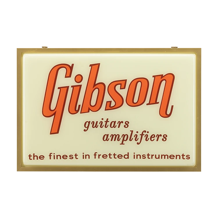 Gibson Vintage Lighted Sign, Guitars And Amps - Gibson 1 Gibson Vintage Lighted Sign, Guitars And Amps - Gibson